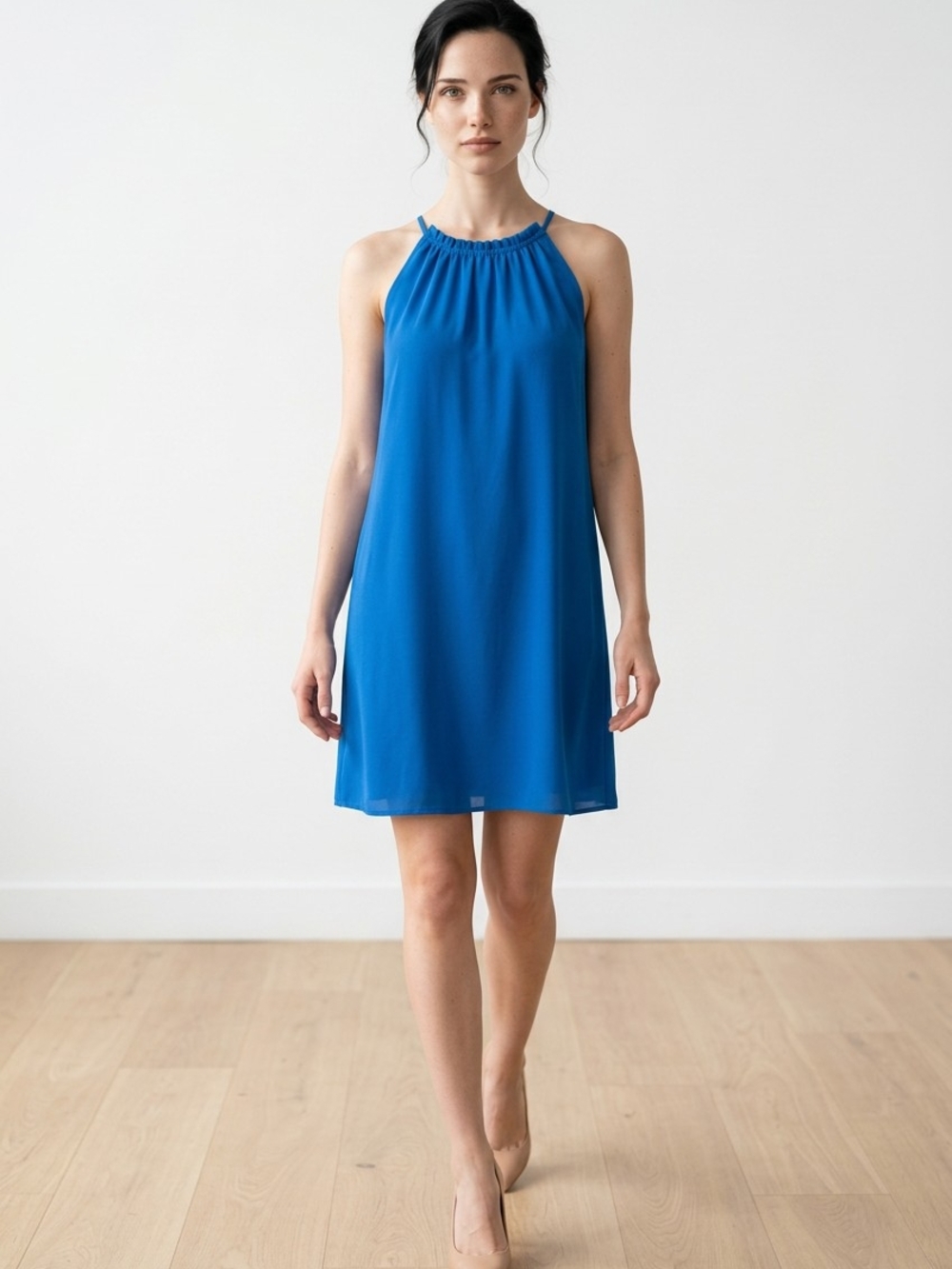 Soho Electric Blue Halter Mini Dress